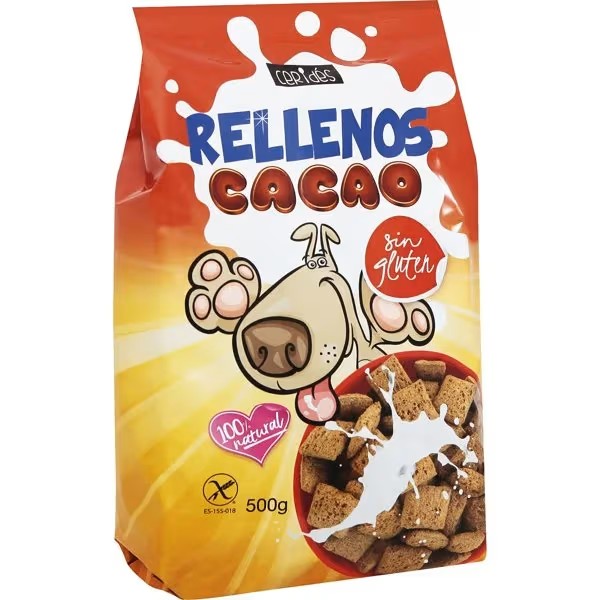 Cereal de arroz y maíz relleno de Choco y Avellanas sin gluten CERIDES 500 g