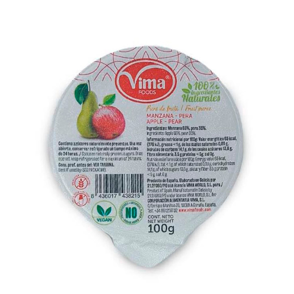 COMPOTA DE  MANZANA Y PERA, 100GR VIMA